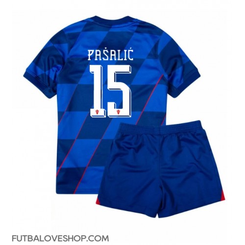 Dres Chorvátsko Mario Pasalic #15 Preč pre deti ME 2024 Krátky Rukáv (+ trenírky)